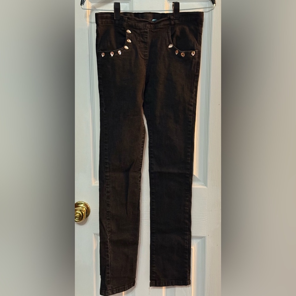 Blu by Blu Black Skinny Pull On Jeans Sz 14